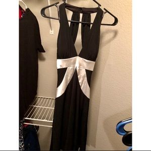 Black and white open back cocktail dress